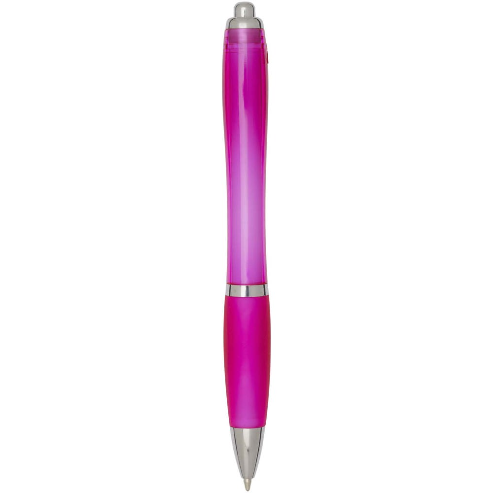  Penna a sfera in plastica riciclata certificata RCS con fusto e impugnatura colorati (inchiostro blu) Nash