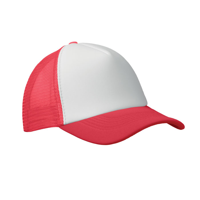 BUBBLE - Cappello trucker a 5 pannelli - Bianco/Rosso