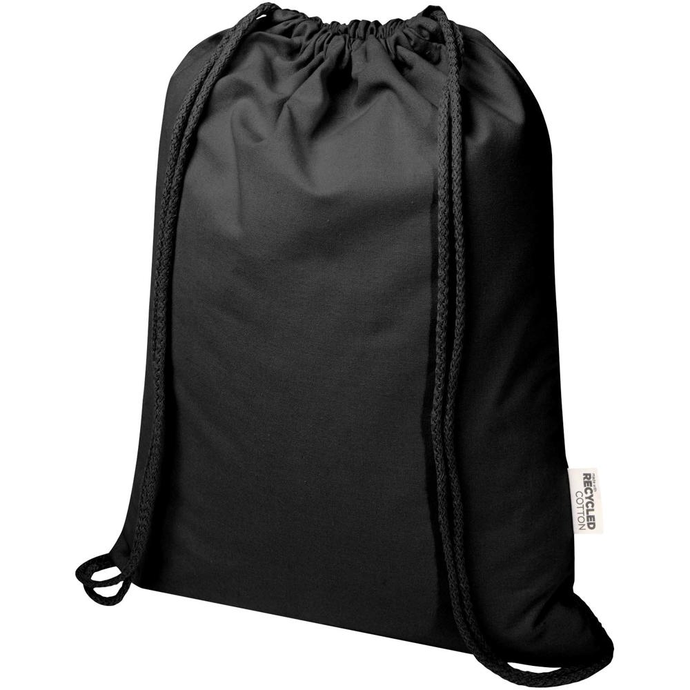 Borsa con cordoncino in materiale riciclato GRS da 140 g/m² Oregon Blend - 5L - Nero