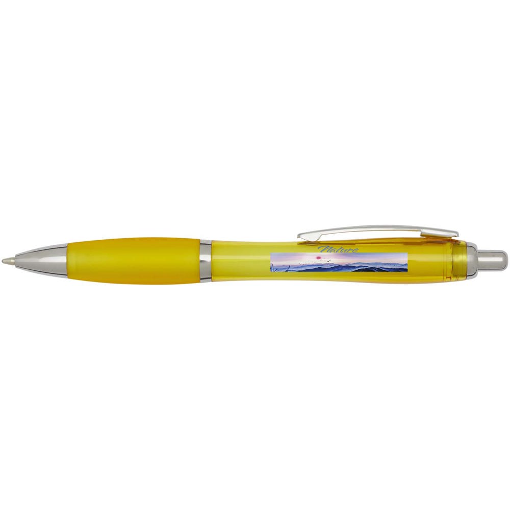  Penna a sfera in plastica riciclata certificata RCS con fusto e impugnatura colorati (inchiostro blu) Nash