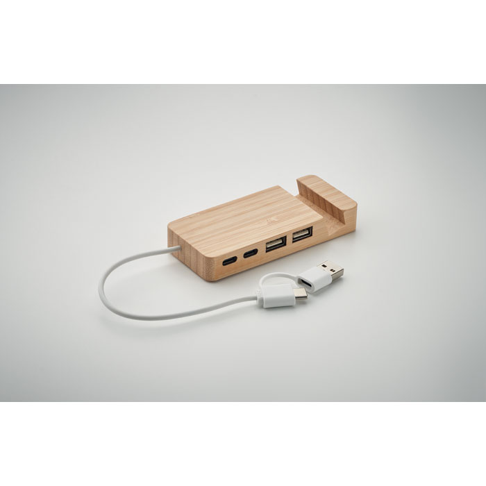 HUBSTAND - Hub USB a 4 porte in bamboo