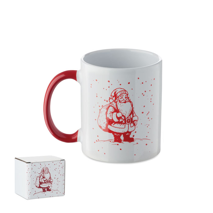 FESTIMUG - Tazza in ceramica. 300 ml - Bianco/Rosso