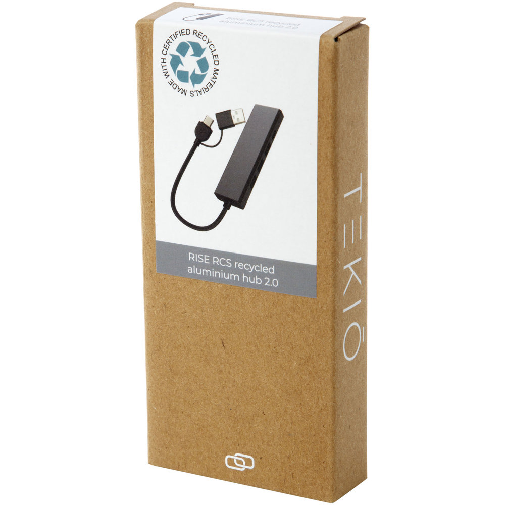 Hub USB 2.0 in alluminio riciclato RCS Rise