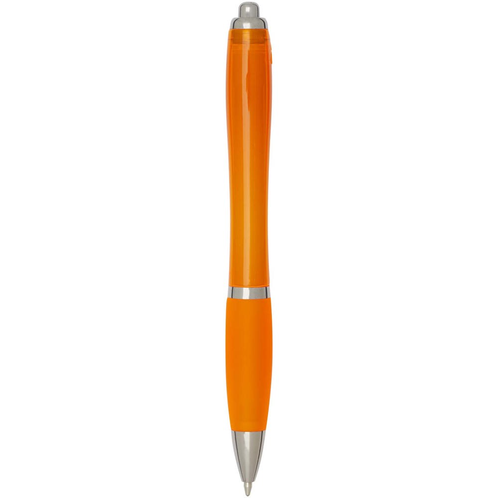  Penna a sfera in plastica riciclata certificata RCS con fusto e impugnatura colorati (inchiostro blu) Nash