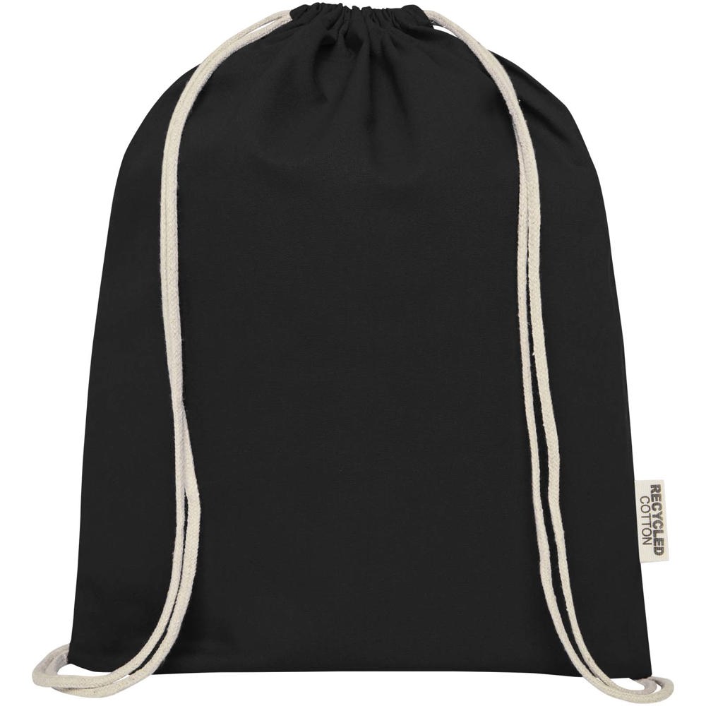Borsa con cordoncino in cotone riciclato certificato GRS da 140 g/m² Oregon