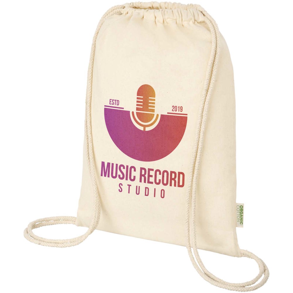 Borsa con cordoncino in tessuto biologico certificato OCS da 100 g/m² Odisha - 5L
