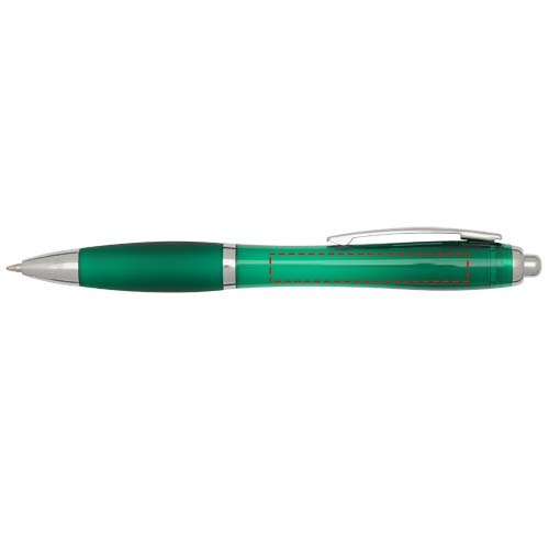  Penna a sfera in plastica riciclata certificata RCS con fusto e impugnatura colorati (inchiostro blu) Nash