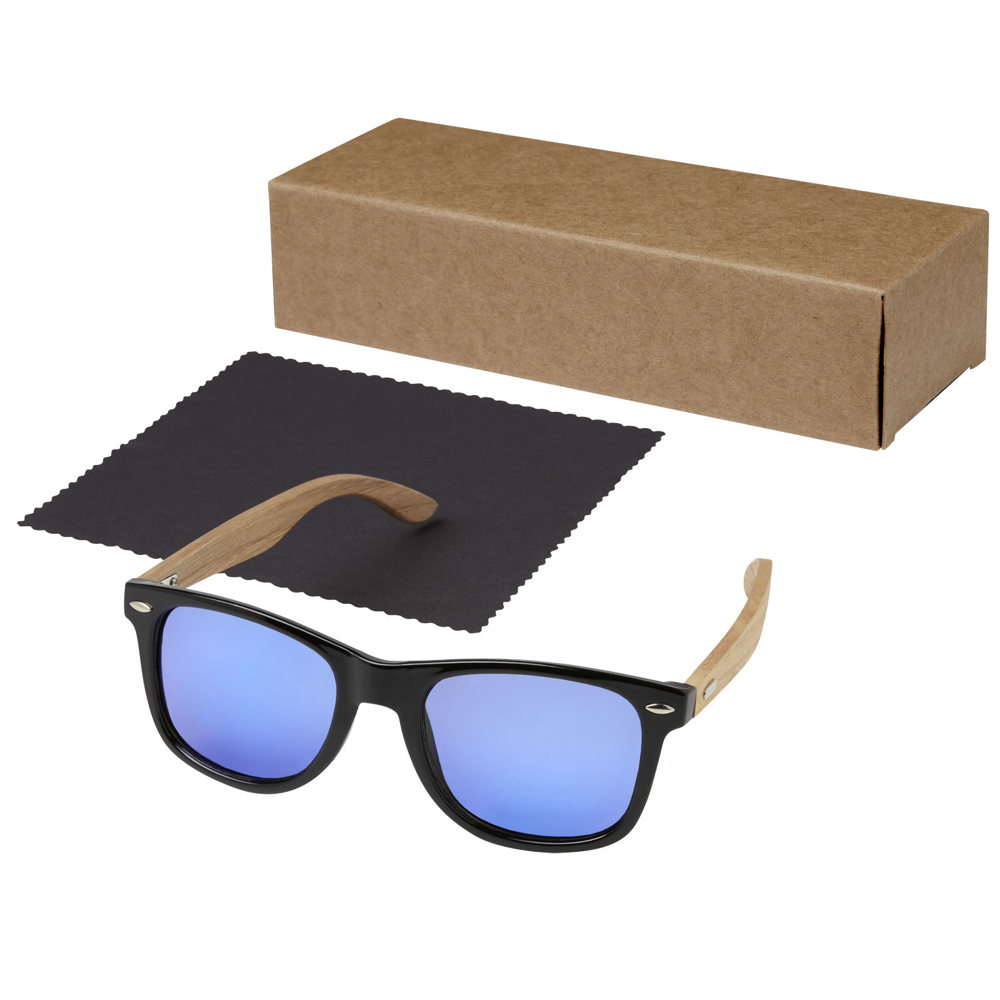 Occhiali da sole Hiru con lenti polarizzate e specchiate in PET riciclato/legno con confezione regalo