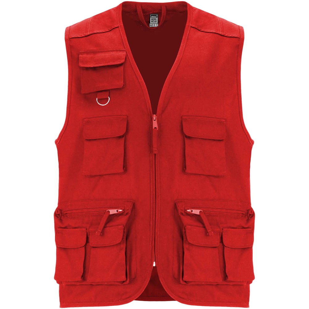 Gilet da lavoro con più tasche e scollo a V da 200 g/m² Venera - Rosso