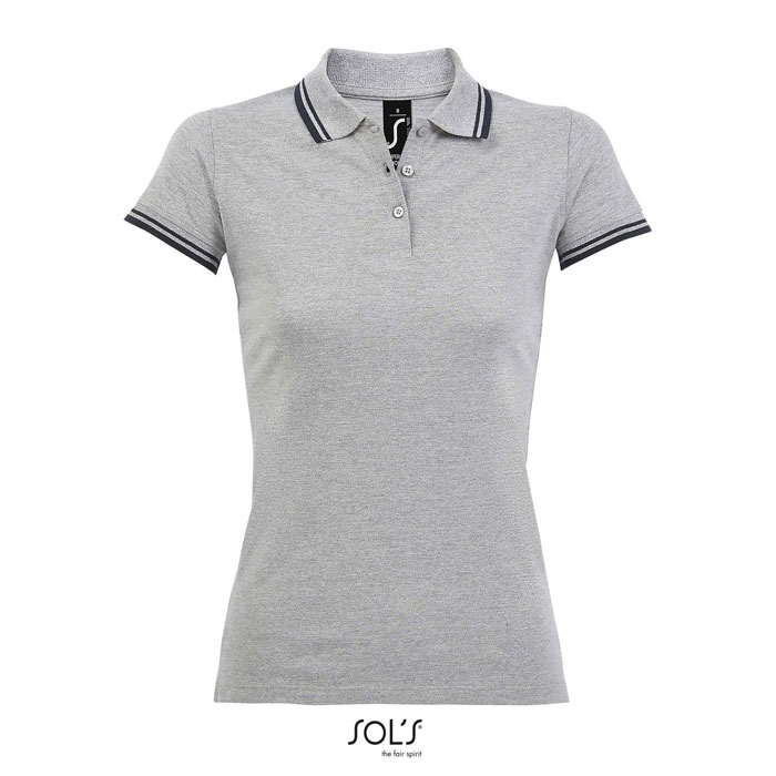 PASADENA WOMEN - Polo donna PASADENA 200g - Grey Melange/ French Navy