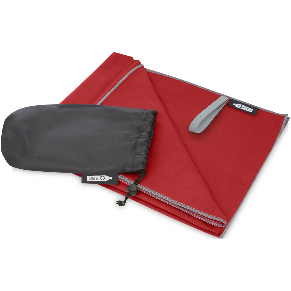 Asciugamano Pieter ultra leggero e ad asciugatura rapida in PET riciclato 130 x 80 cm - Rosso