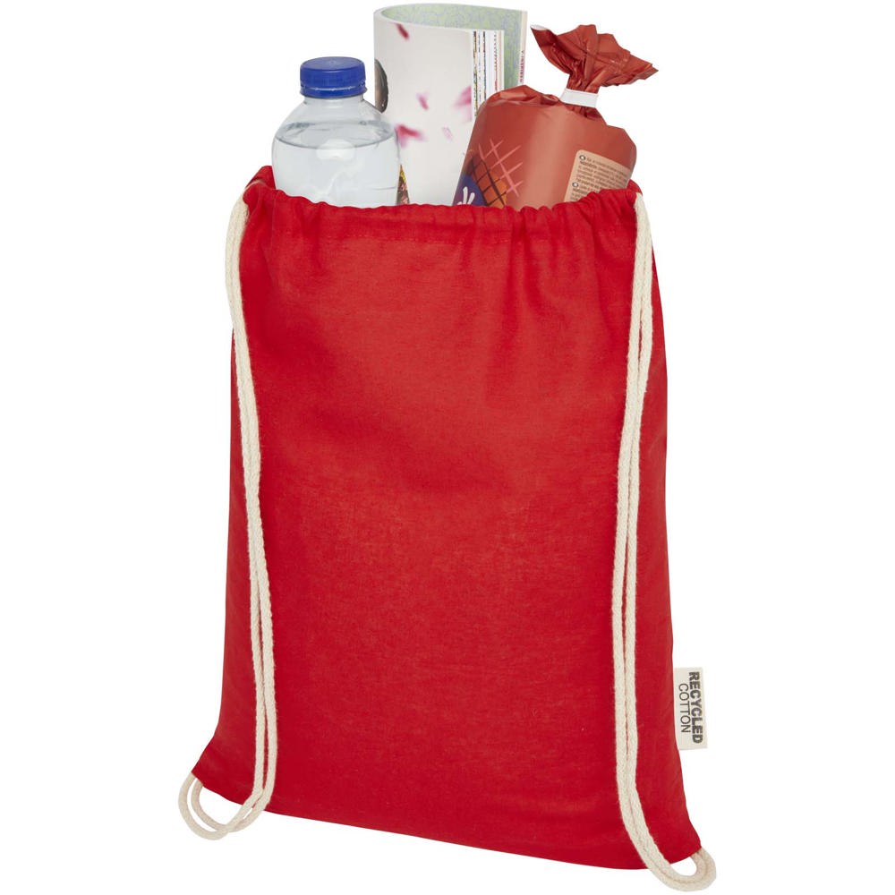 Borsa con cordoncino in cotone riciclato certificato GRS da 140 g/m² Oregon