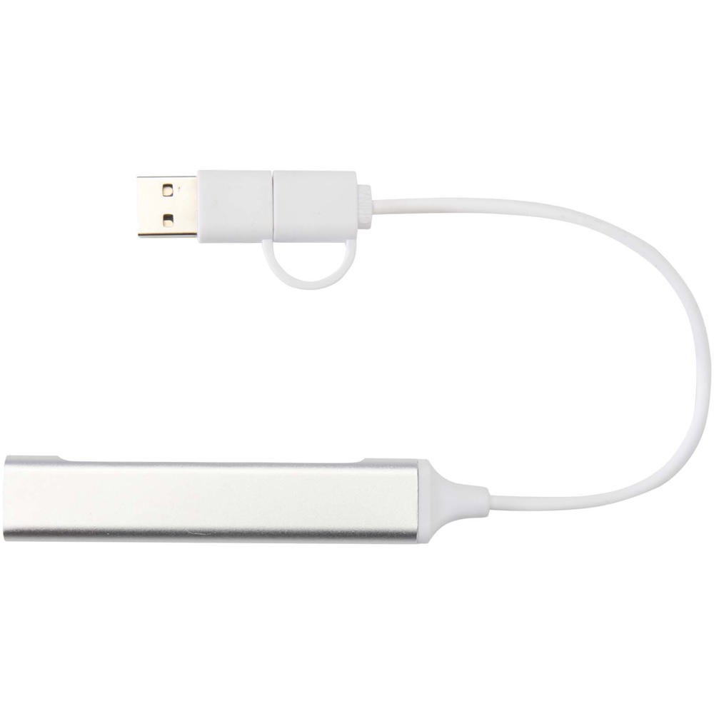 Hub USB-A e Tipo-C a 4 porte in alluminio riciclato con doppio ingresso Alkaid