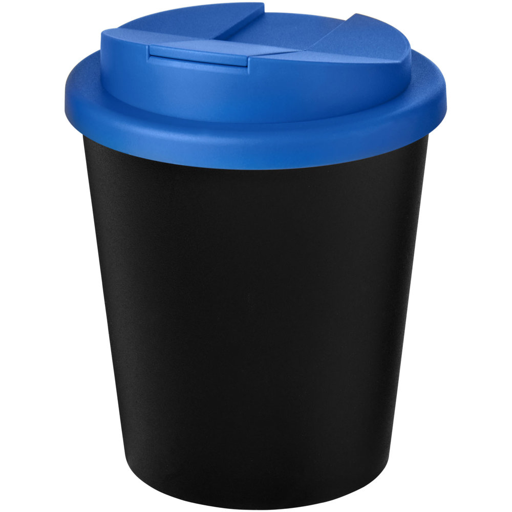 Bicchiere Americano® Espresso Eco da 250 ml in materiale riciclato con coperchio a prova di perdita - Nero, Blu medio