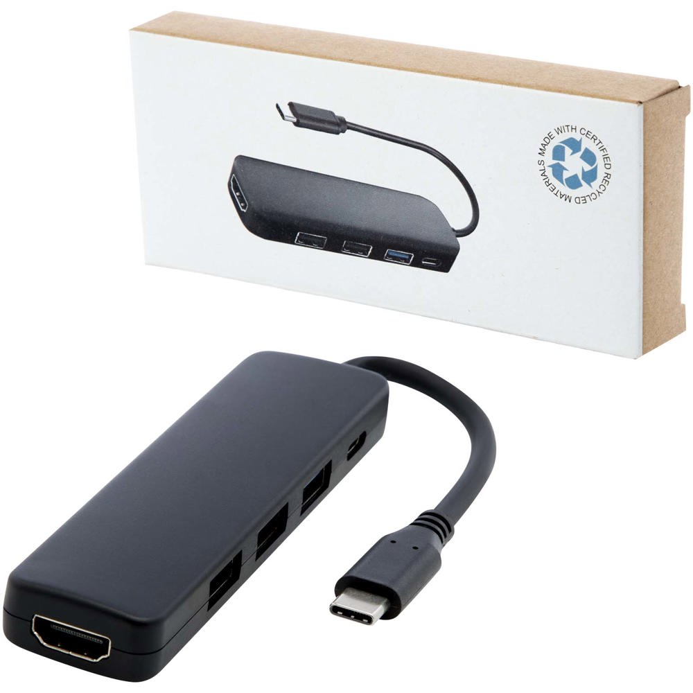 Adattatore multimediale USB 2.0-3.0 con porta HDMI in plastica riciclata certificata RCS Loop