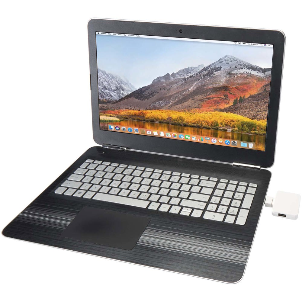 Hub USB a 4 porte con uscita USB-A e Tipo-C e doppio ingresso in plastica riciclata Gaia