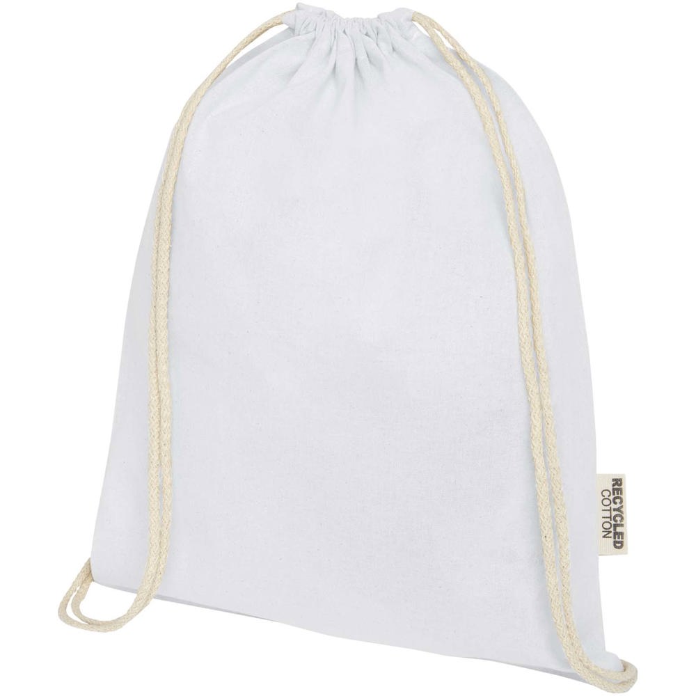 Borsa con cordoncino in cotone riciclato certificato GRS da 140 g/m² Oregon - Bianco