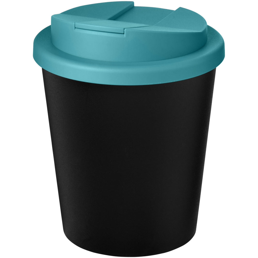Bicchiere Americano® Espresso Eco da 250 ml in materiale riciclato con coperchio a prova di perdita - Nero, Azzurro acqua