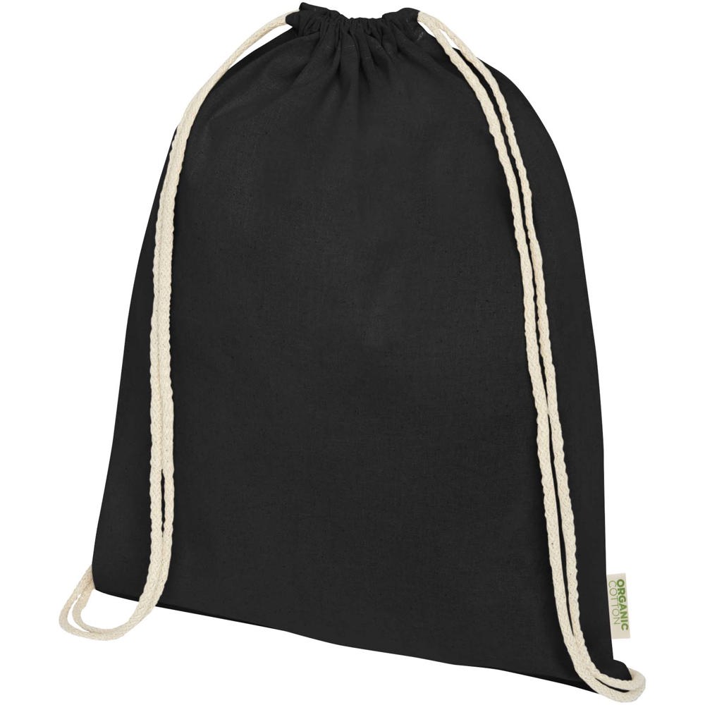 Borsa con cordoncino in tessuto biologico certificato OCS da 140 g/m² Odisha - 5L - Nero