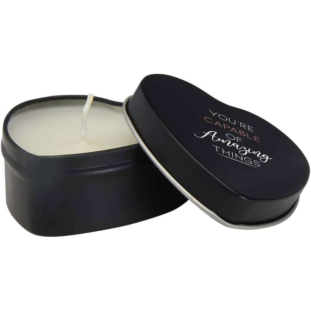 Candela in scatola di latta a forma di cuore all'aroma di vaniglia Blissful