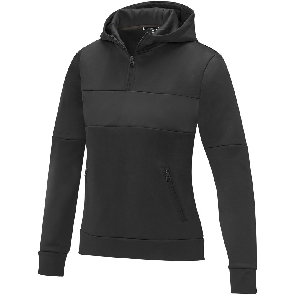 Felpa anorak con cappuccio da donna a mezza zip Sayan - Nero