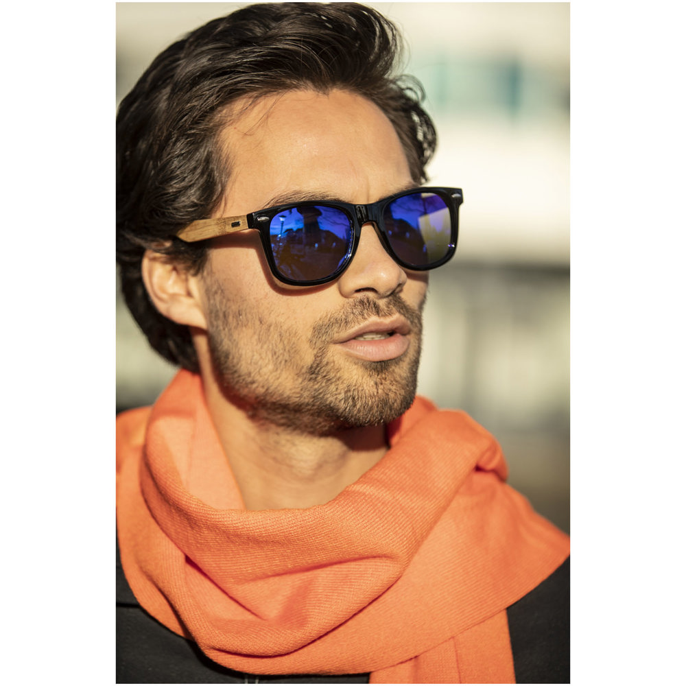 Occhiali da sole Hiru con lenti polarizzate e specchiate in PET riciclato/legno con confezione regalo