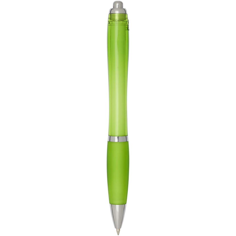  Penna a sfera in plastica riciclata certificata RCS con fusto e impugnatura colorati (inchiostro blu) Nash