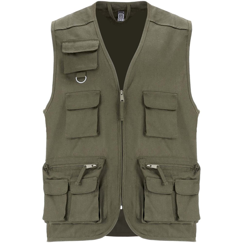 Gilet da lavoro con più tasche e scollo a V da 200 g/m² Venera - Verde militare