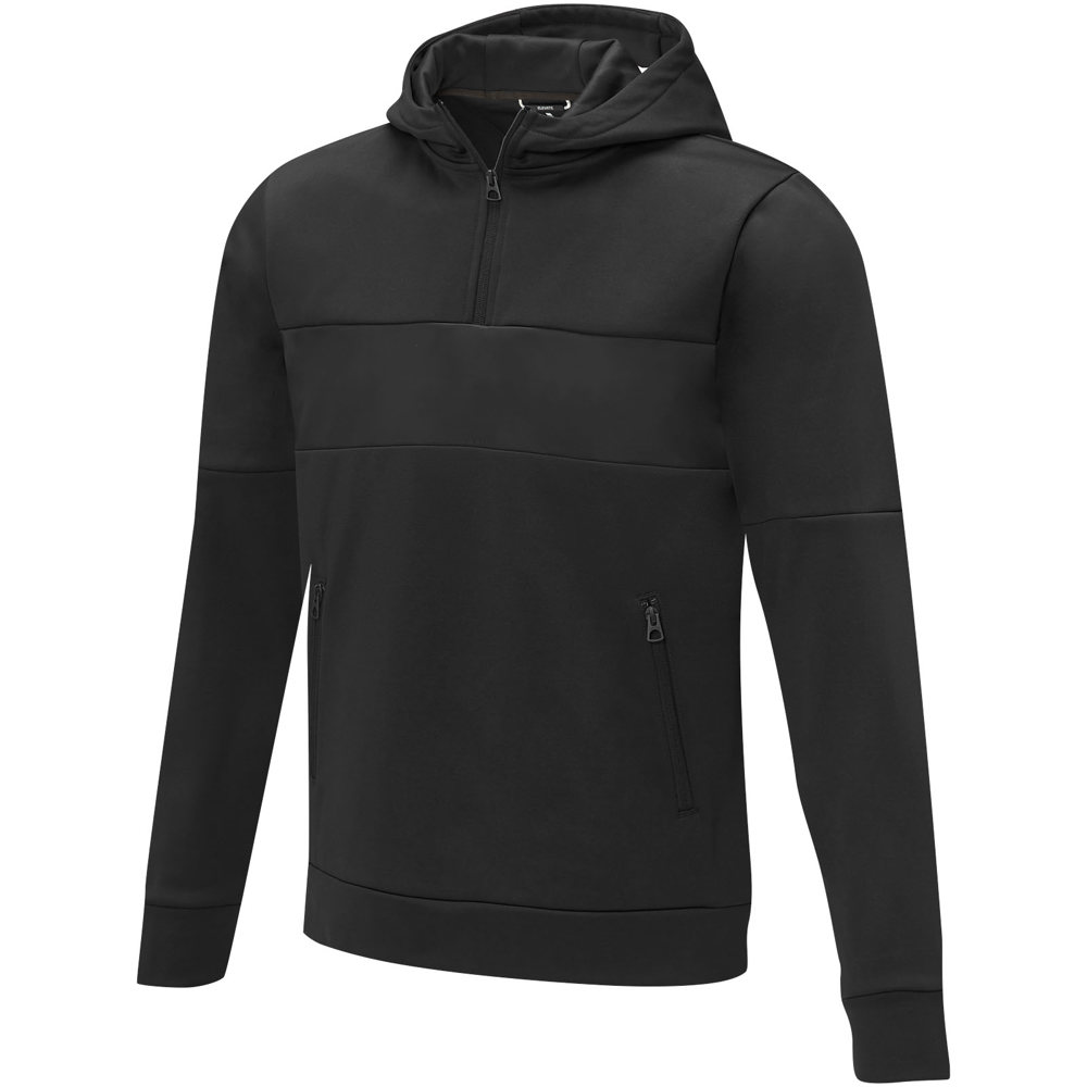 Felpa anorak con cappuccio da uomo a mezza zip Sayan - Nero