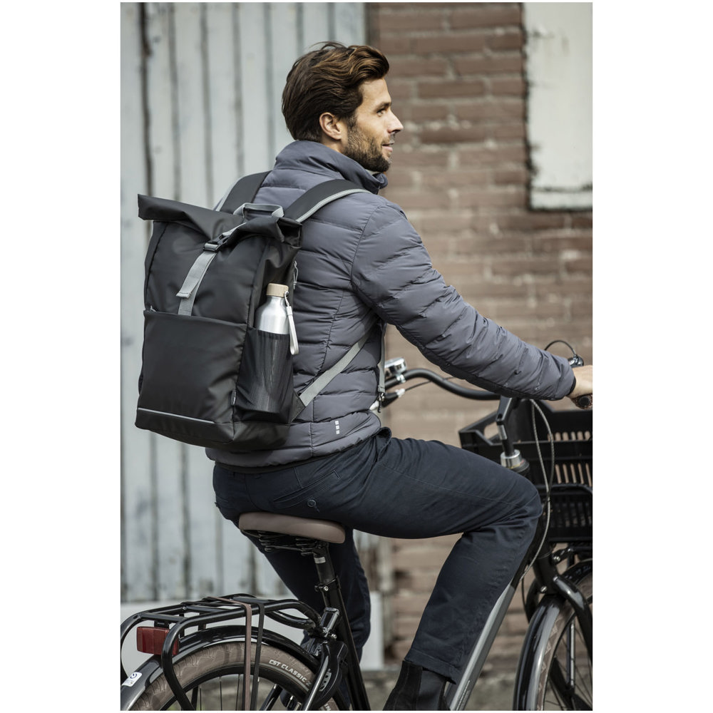 Borsa roll-top per bicicletta impermeabile in materiale riciclato certificato GRS per portatile da 15" Aqua