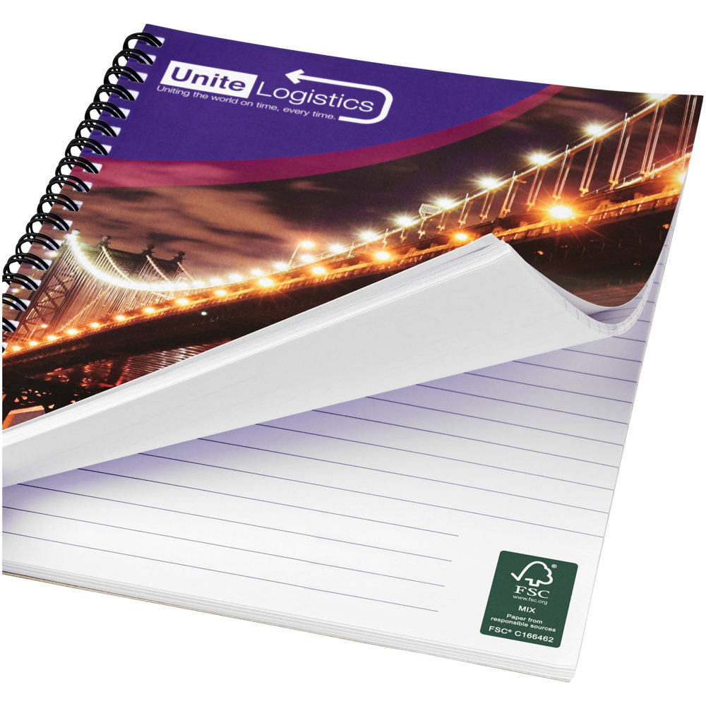 Blocco note a spirale A4 con copertina posteriore stampata Desk-Mate®