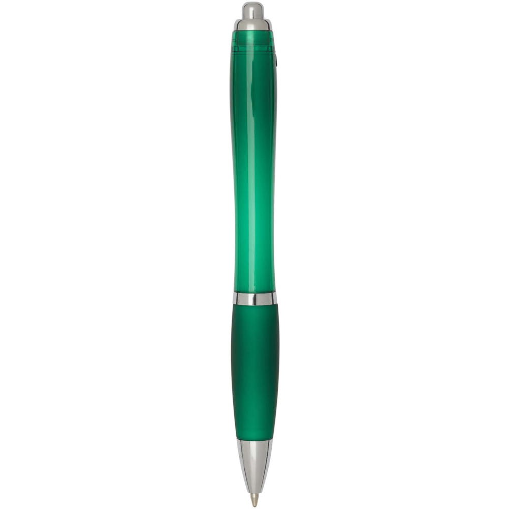  Penna a sfera in plastica riciclata certificata RCS con fusto e impugnatura colorati (inchiostro blu) Nash