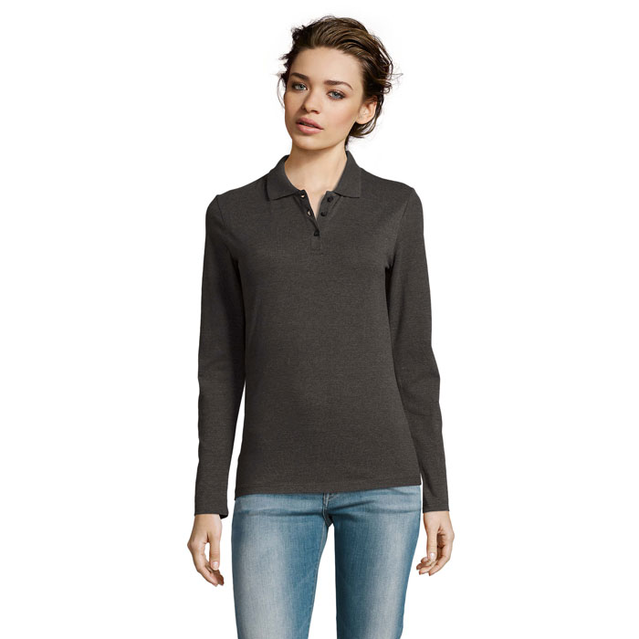 PERFECT LSL WOMEN - PERFECT POLO LSL DONNA 180 - Antracite Melange