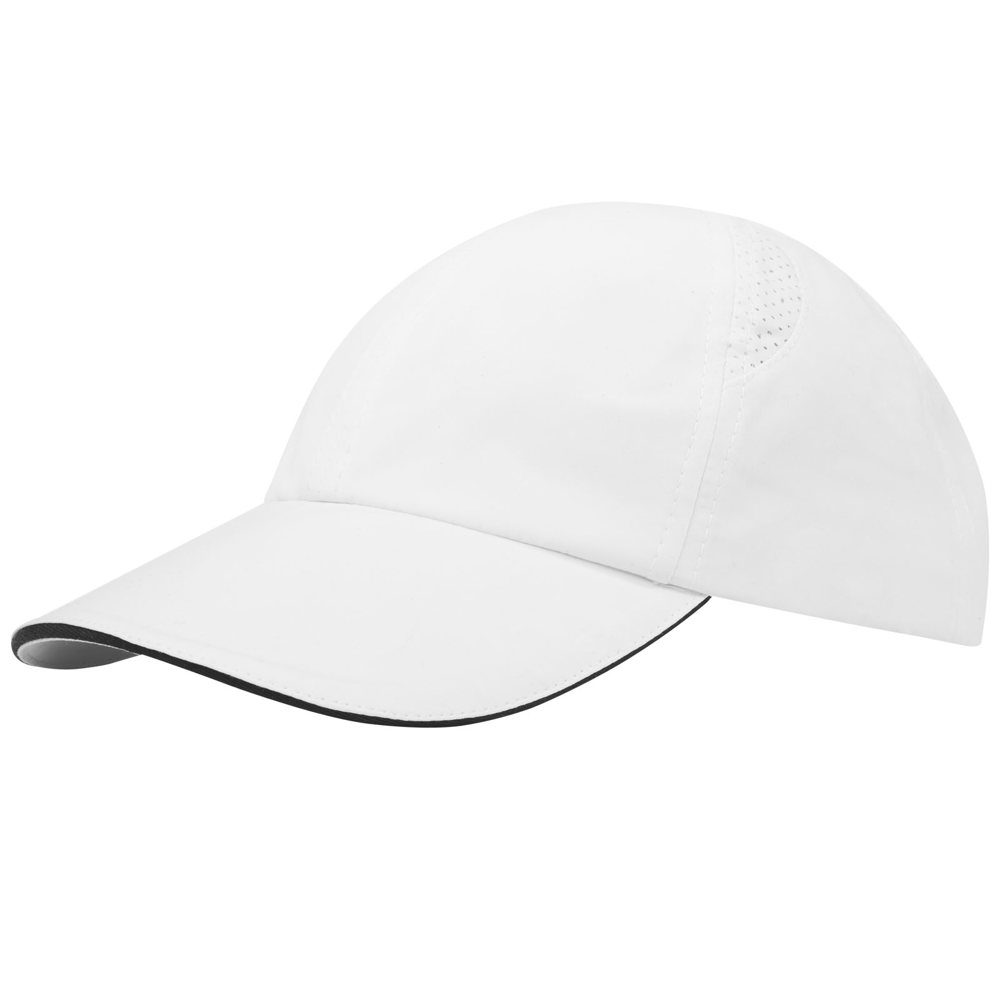 Cappellino cool-fit sandwich a 6 pannelli in materiale riciclato certificato GRS Morion - Bianco