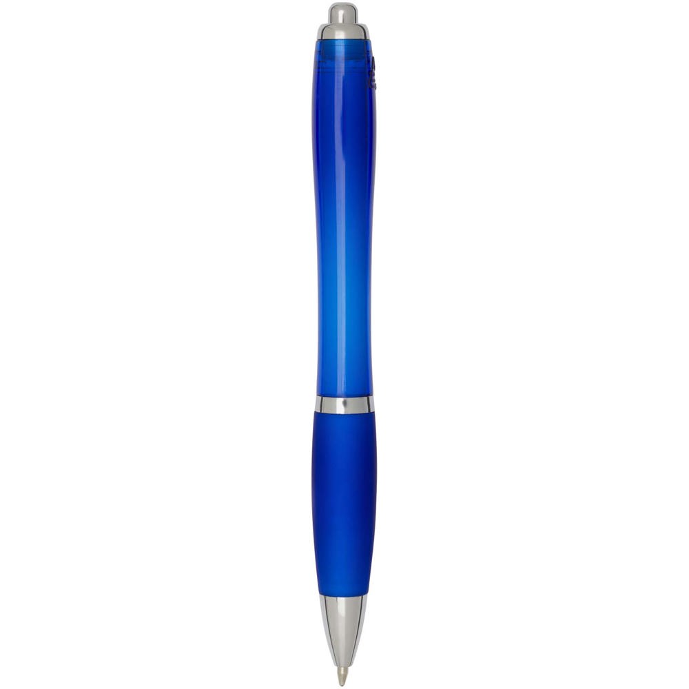 Penna a sfera in plastica riciclata certificata RCS con fusto e impugnatura colorati (inchiostro blu) Nash