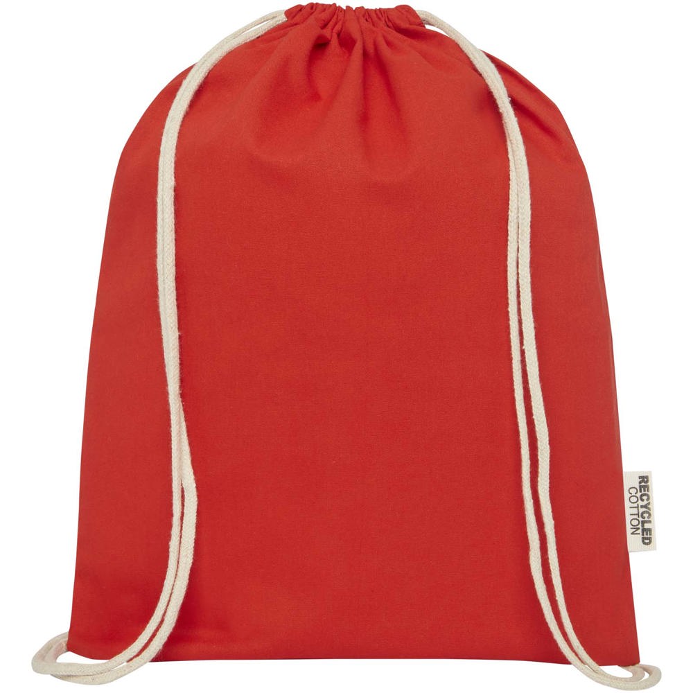 Borsa con cordoncino in cotone riciclato certificato GRS da 140 g/m² Oregon
