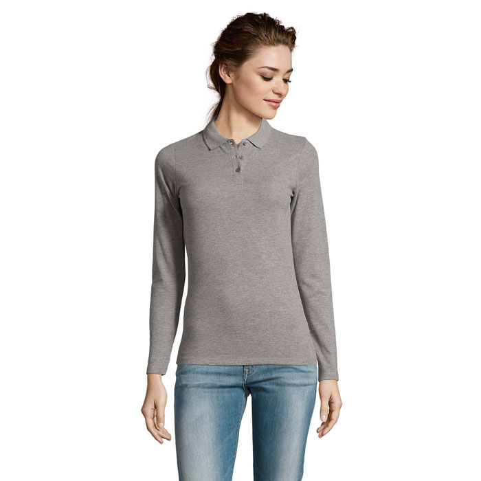 PERFECT LSL WOMEN - PERFECT POLO LSL DONNA 180 - Grigio Melange 2