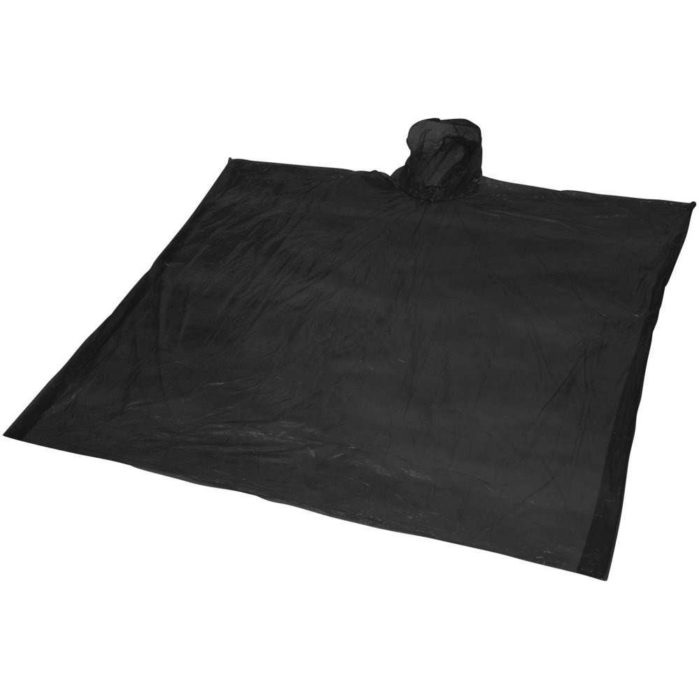 Poncho impermeabile monouso in materiale riciclato certificato GRS con custodia Mayan - Nero