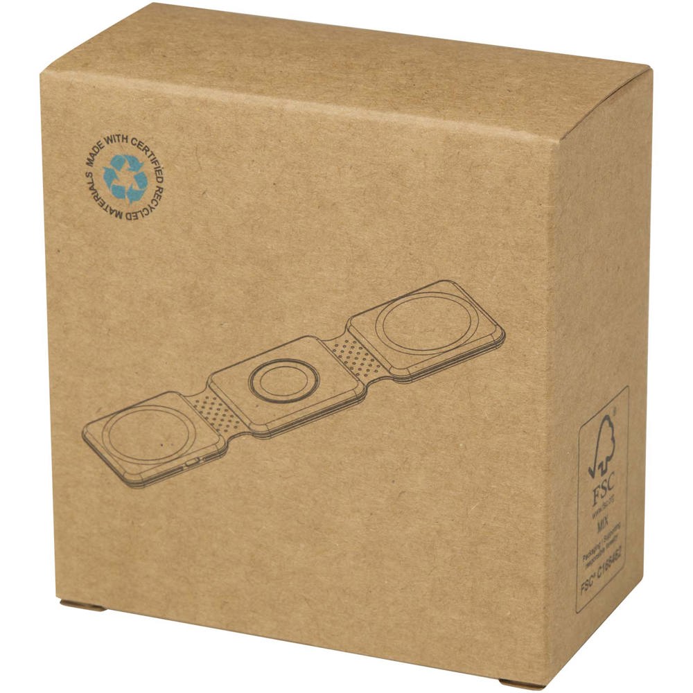 Caricabatterie wireless 3 in 1 da 15 W pieghevole in plastica riciclata Armus