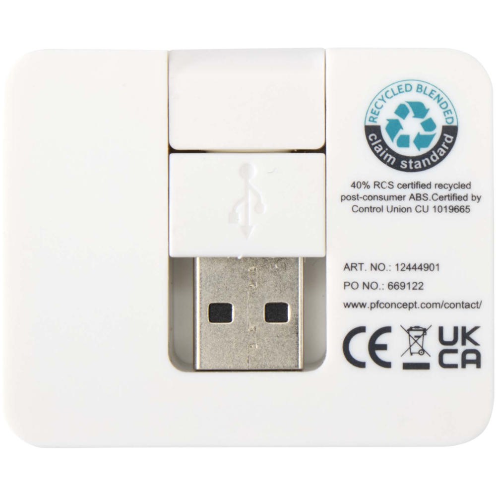 Hub USB a 4 porte con uscita USB-A e Tipo-C e doppio ingresso in plastica riciclata Gaia