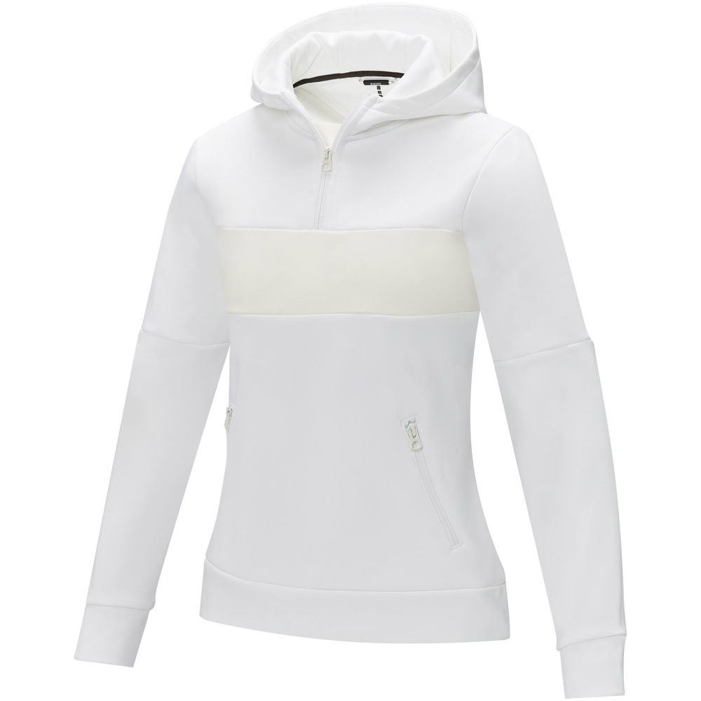 Felpa anorak con cappuccio da donna a mezza zip Sayan - Bianco