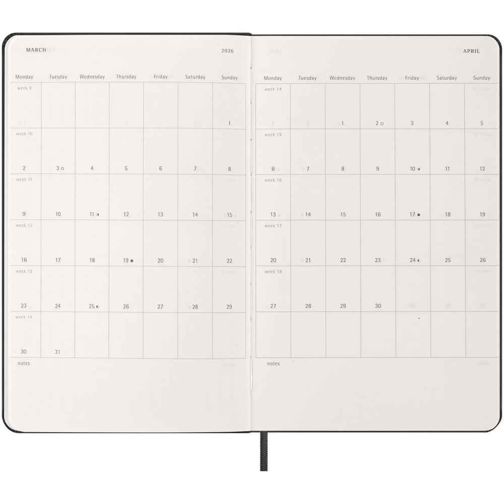 Agenda settimanale 12 mesi formato L con copertina rigida Moleskine