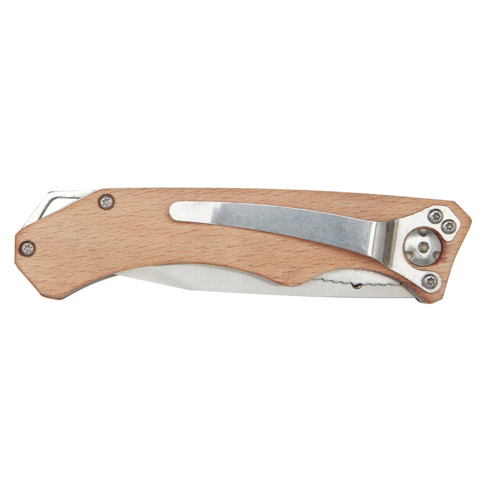 Coltello tascabile Dave in legno con clip per cintura
