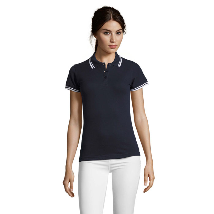 PASADENA WOMEN - Polo donna PASADENA 200g - Marina Francese/bianco