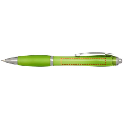  Penna a sfera in plastica riciclata certificata RCS con fusto e impugnatura colorati (inchiostro blu) Nash