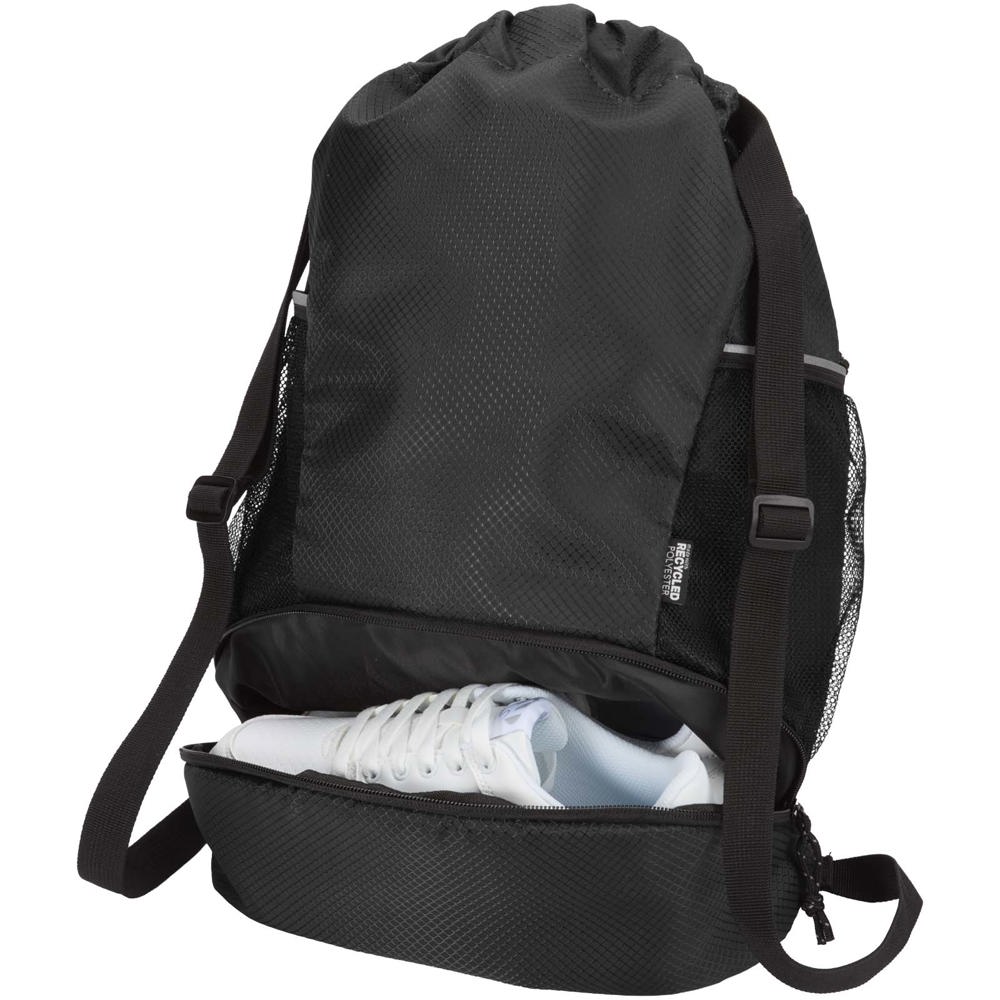 Borsa sportiva con cordoncino in materiale riciclato certificato GRS e scomparto inferiore da 18 litri Nomad