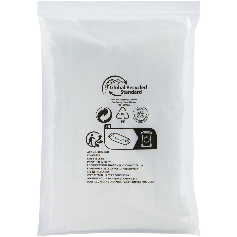 Poncho impermeabile monouso in materiale riciclato certificato GRS con custodia Mayan 