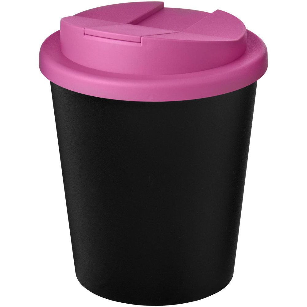 Bicchiere Americano® Espresso Eco da 250 ml in materiale riciclato con coperchio a prova di perdita - Nero, Magenta