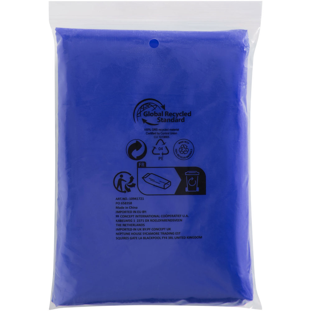 Poncho impermeabile monouso in materiale riciclato certificato GRS con custodia Mayan 