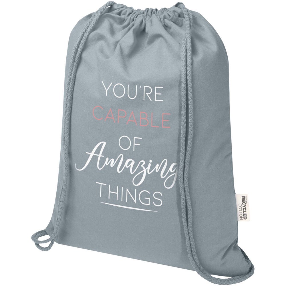 Borsa con cordoncino  in materiale riciclato GRS da 140 g/m² Oregon Blend - 5L
